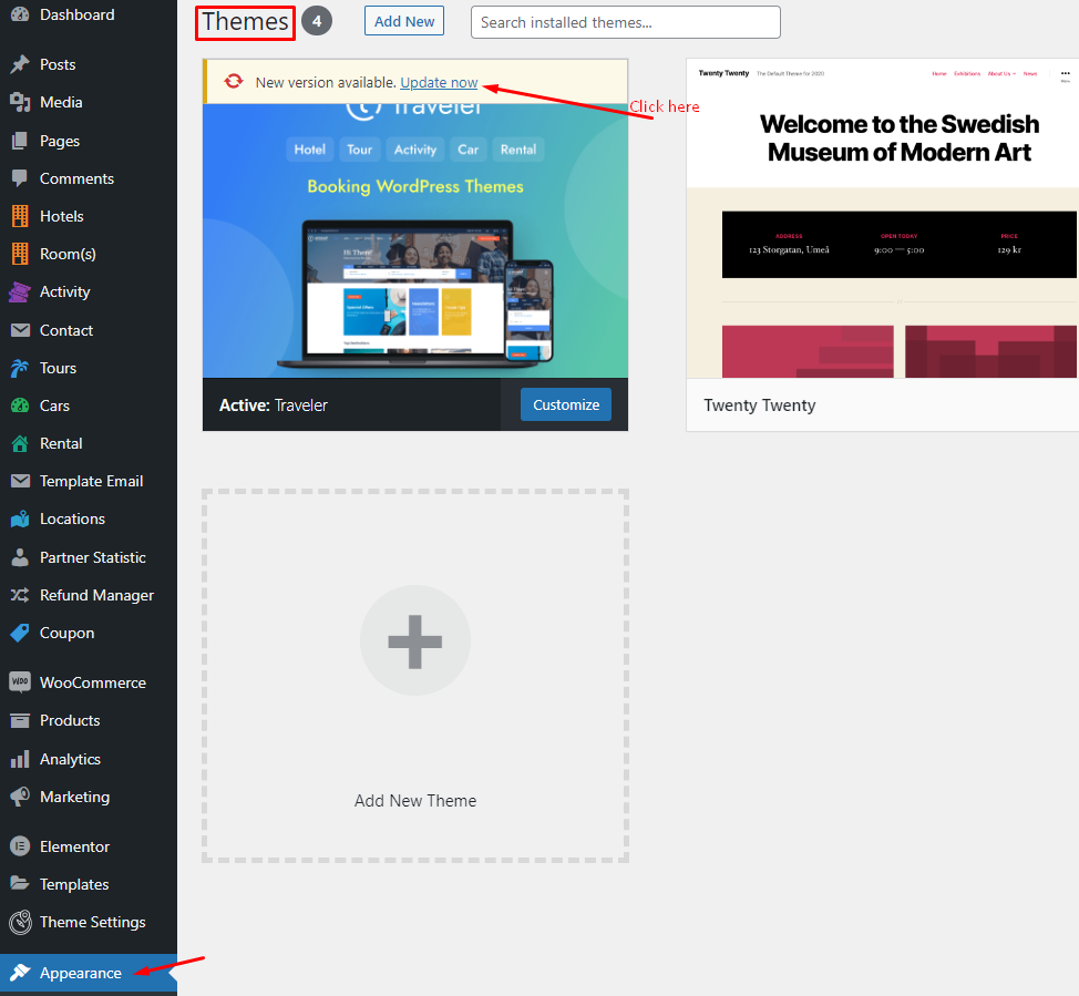 How to update theme and plugin Image 1