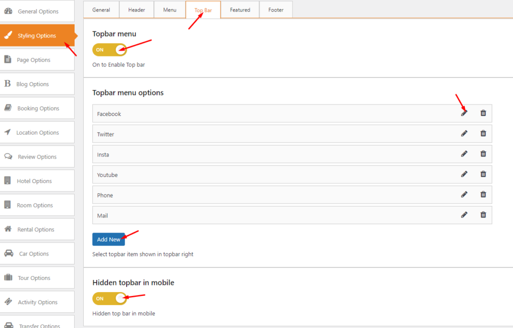 How to edit topbar menu? TRAVELER THEME