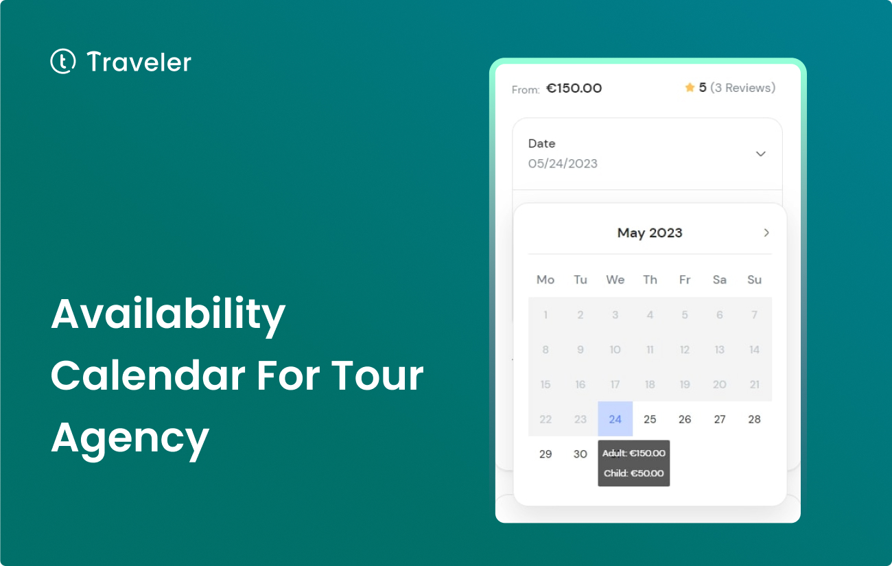 Availability Calendar for Tour Agency Home