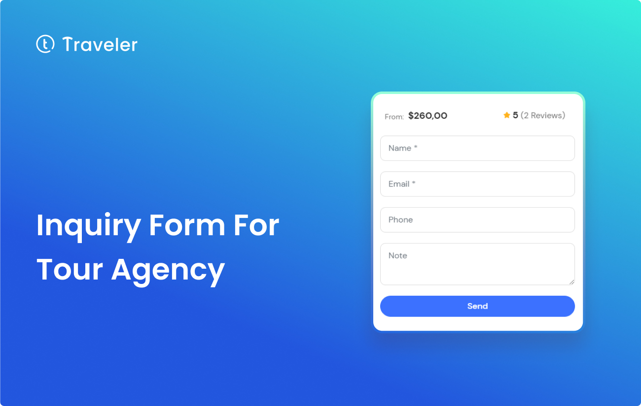 Inquiry Form for Tour Agency Home